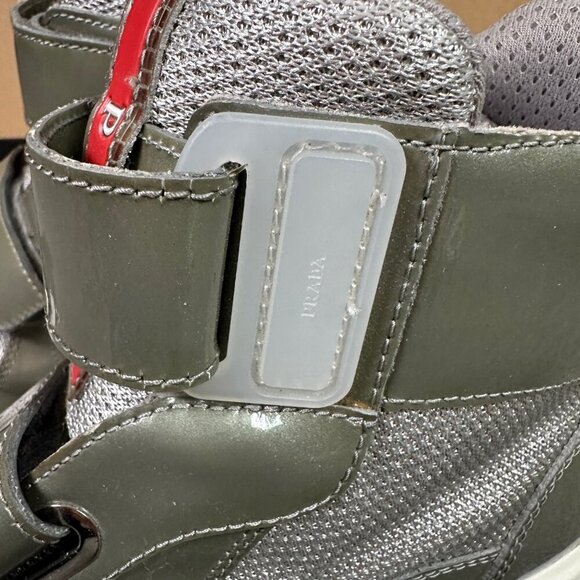 Prada Patent Strap Americas Cup Sneakers in Grey Patent Leather UK 7.5 / US 8.5 - Picture 10 of 10